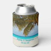 Palm Tree Ocean View Custom Wedding Coozie Dosenkühler (Kanne Vorderseite)
