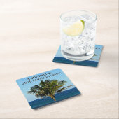 Palm Tree Ocean View | Family Name & Trip Year Rechteckiger Pappuntersetzer (Vor Ort)