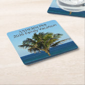 Palm Tree Ocean View | Family Name & Trip Year Rechteckiger Pappuntersetzer (angewinkelt)