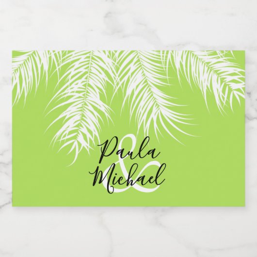 Palm Tree on Lime Green Mini Schaumweinetikett (Einzelnes Label)