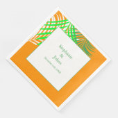 Palm Tree Orange Green Art Blätter Wedding Serviette (Ecke)