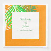 Palm Tree Orange Green Art Blätter Wedding Serviette (Vorderseite)