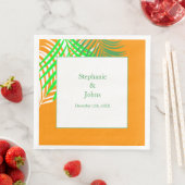 Palm Tree Orange Green Art Blätter Wedding Serviette (Beispiel)