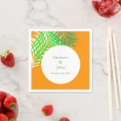 Palm Tree Orange Green Art Blätter Wedding Serviette (Beispiel)