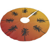 Palm Tree Orange Sunset Tropical Christmas Tree Polyester Weihnachtsbaumdecke (Schrägansicht)