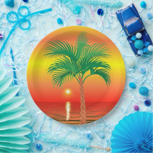 Palm Tree Paper Plate Pappteller (Party)