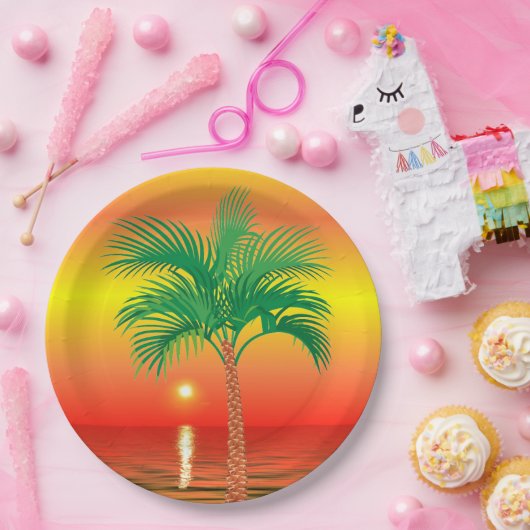 Palm Tree Paper Plate Pappteller (Party)