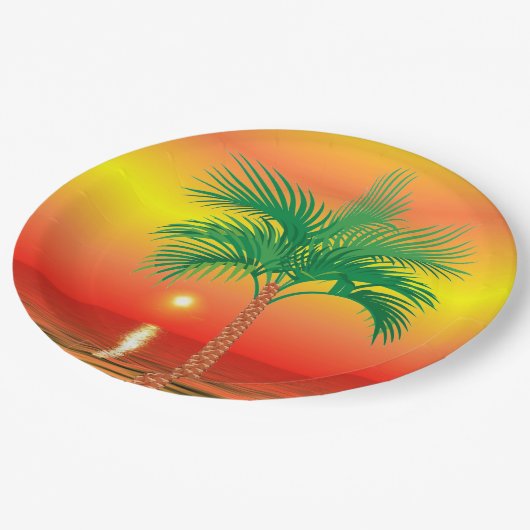 Palm Tree Paper Plate Pappteller (Schrägansicht)