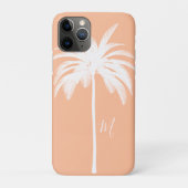 Palm Tree Peach White Tropical Elegant Monogram Case-Mate iPhone Hülle (Rückseite)