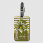 Palm Tree personalisiert Monogram Name Gepäckanhänger (Vorderseite Vertikal)