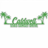 Palm Tree Personalisierte Postfachadresse Aufkleber (Vorderseite)