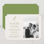 Palm Tree Photo Wedding Save the Date Einladung (Vorne/Hinten)