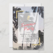 Palm Tree & Pineapa Sommergeburt Party Erwachsene Einladung (Vorderseite)