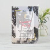 Palm Tree & Pineapa Sommergeburt Party Erwachsene Einladung (Stehend Vorderseite)