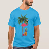 Palm Tree Pink Flamingo Ananas Unisex T-Shirt (Vorderseite)