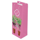 Palm Tree Pink Flamingo Flamingos Cooler Weinbeute Geschenktüte Für Weinflaschen (Vorderseite Schrägansicht)