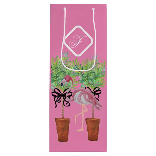 Palm Tree Pink Flamingo Flamingos Cooler Weinbeute Geschenktüte Für Weinflaschen (Vorderseite)