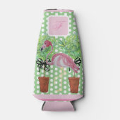 Palm Tree Pink Flamingo Flamingos Flaschenkühler (Vorderseite)