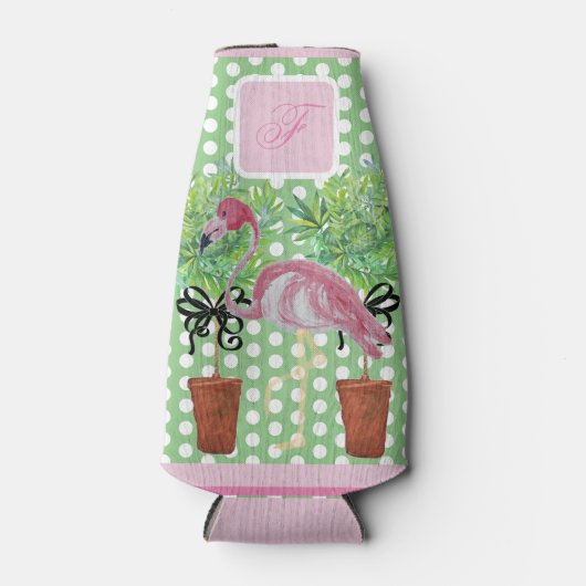 Palm Tree Pink Flamingo Flamingos Flaschenkühler (Vorderseite)