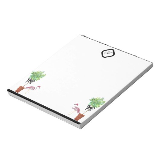 Palm Tree Pink Flamingo Flamingos Notizblock (Rotiert)