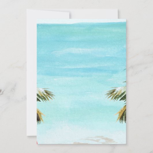 Palm Tree Pink Flamingos Tropical Einladung (Rückseite)