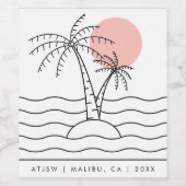 Palm Tree Pink für benutzerdefinierte Veranstaltun Weinetikett (Einzelnes Label)
