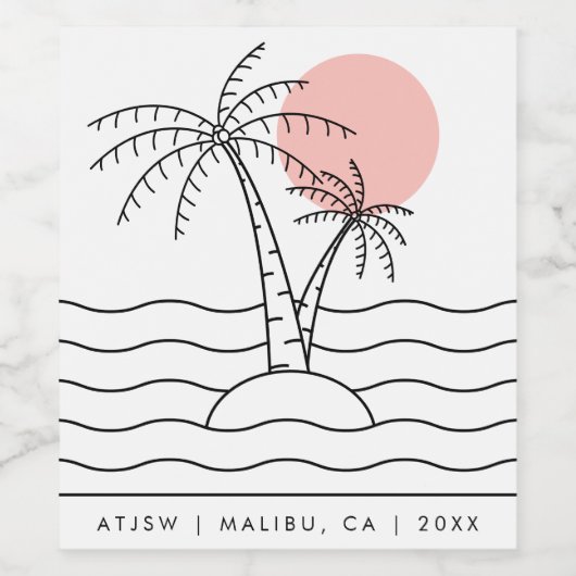 Palm Tree Pink für benutzerdefinierte Veranstaltun Weinetikett (Einzelnes Label)