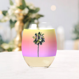 Palm Tree Pink Gelb Lila Trinkbehälter Set Weinglas Ohne Stiel