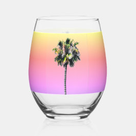 Palm Tree Pink Gelb Lila Trinkbehälter Set Weinglas Ohne Stiel