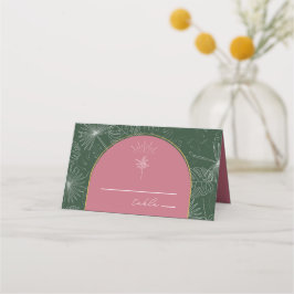 Palm Tree Pink & Green Beach Hochzeit Platzkarte