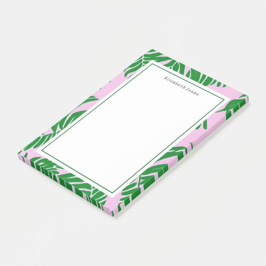 Palm Tree Pink + Green Preppy Post-it Klebezettel (angewinkelt)