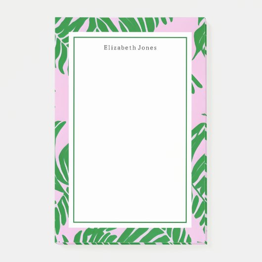 Palm Tree Pink + Green Preppy Post-it Klebezettel (Vorderseite)