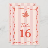 Palm Tree Pink Stripe Wedding Einladung (Vorne/Hinten)