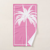 Palm Tree Pink White Tropical Elegant Monogram Badhandtuch Set (Handtuch)