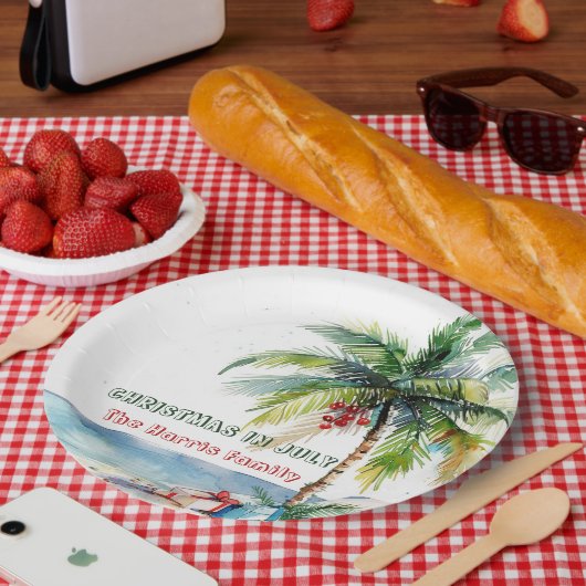 Palm Tree & präsentiert mir Weihnachten im Juli Pappteller (Picknick)