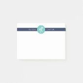 Palm Tree Preppy Aqua & Navy Strip Post-it Klebezettel (Vorderseite)