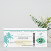 Palm Tree Puerto Rico Boarding Pass Hochzeit Einladung (Stehend Vorderseite)
