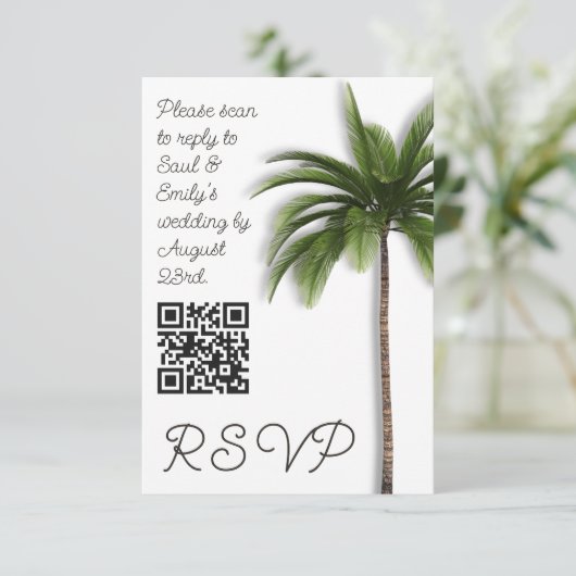 Palm Tree QR code Event Wedding RSVP (Stehend Vorderseite)
