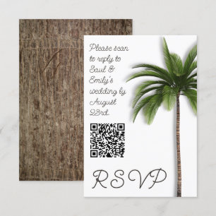 Palm Tree QR Code Event Wedding RSVP Karte
