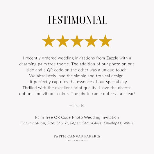 Palm Tree QR Code Foto Hochzeitseinladung Einladung