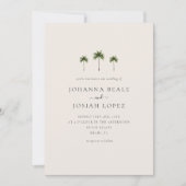 Palm Tree QR Code Photo Wedding Invitation Einladung (Vorderseite)