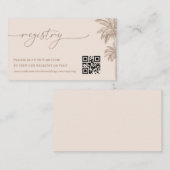 Palm Tree QR Code Wedding Gift Registry Begleitkarte (Vorne/Hinten)