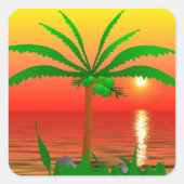 Palm Tree Quadratischer Aufkleber (Vorderseite)