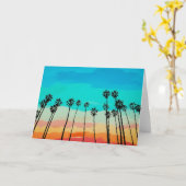 Palm Tree Rainbow Sunset Watercolor Karte (Gelbe Blume)