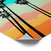 Palm Tree Rainbow Sunset Watercolor Poster (Ecke)