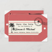 Palm Tree Reisethema Gepäckmarke Save the Date (Vorne/Hinten)