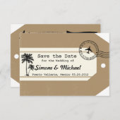 Palm Tree Reisethema Gepäckmarke Save the Date (Vorne/Hinten)