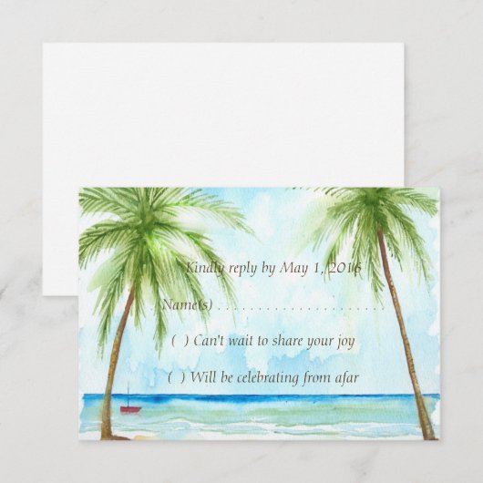 Palm Tree Reply Card RSVP Karte (Vorne/Hinten)