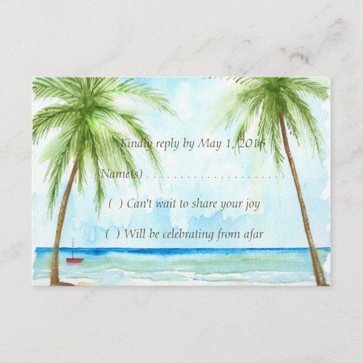 Palm Tree Reply Card RSVP Karte (Vorderseite)