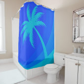 Palm Tree Retro Beach Tropical Blue Duschvorhang (Beispiel)